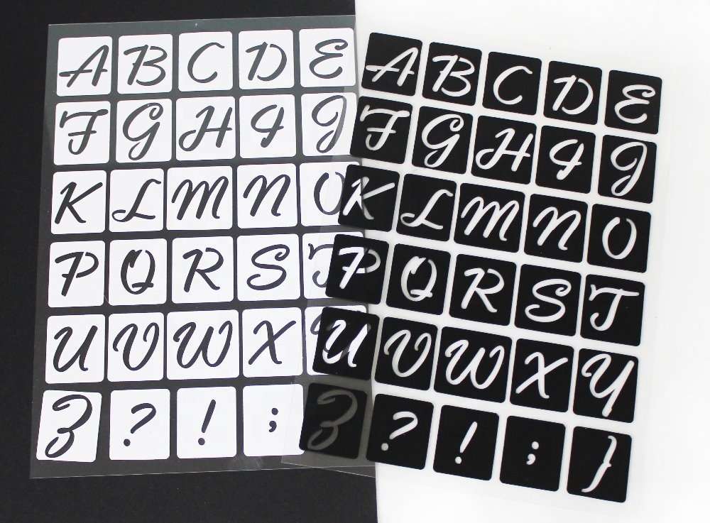 27652 30 PC/PZ 定制 PVC 可重复使用字母粘合剂模板，用于艺术和工艺绘图